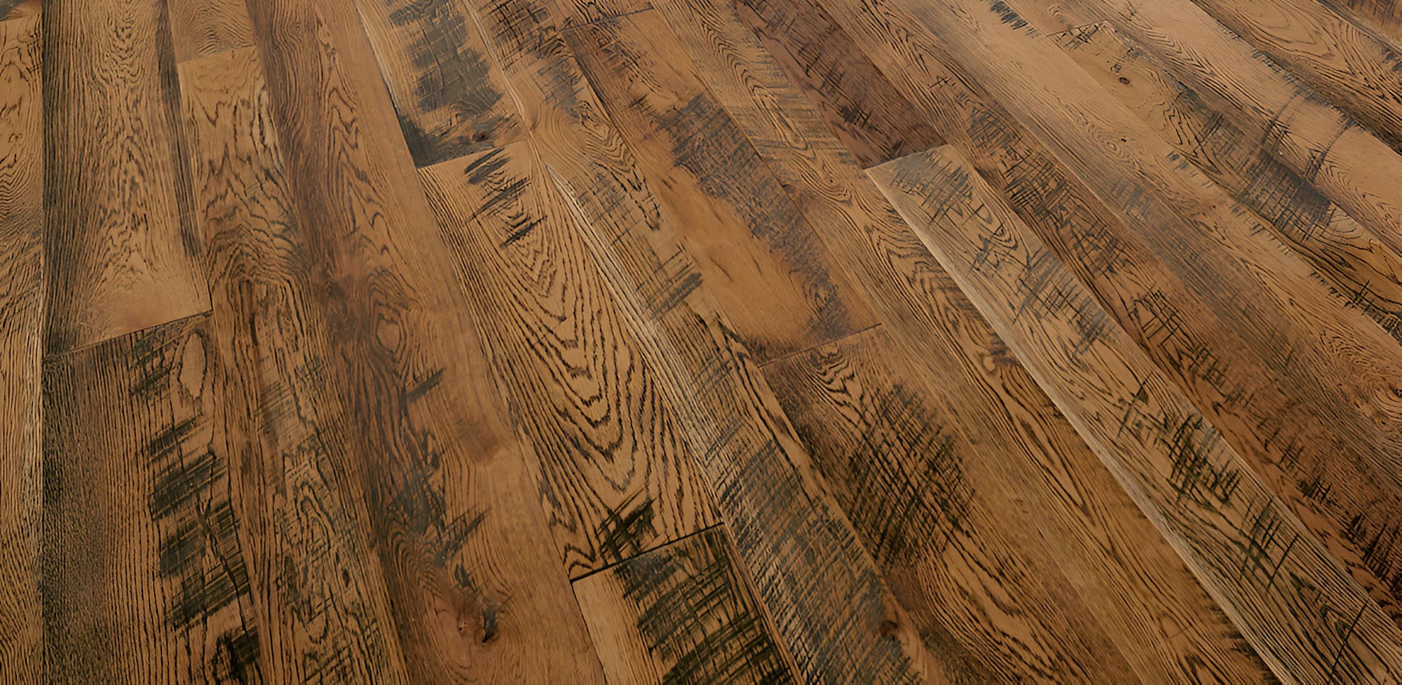 Red Oak Flooring, Natural Grade, Saw Marked, French Bleed, Matte UV Oil