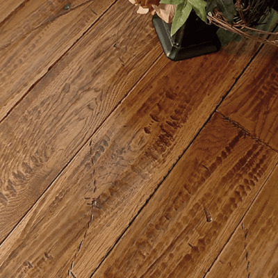 Distressed hardwood for flooring