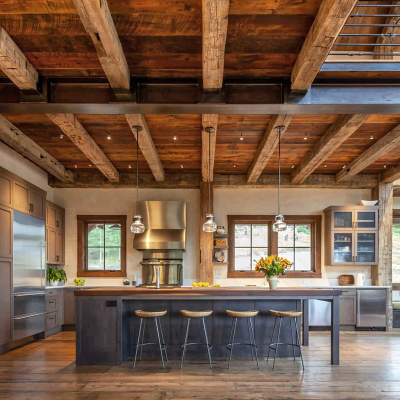 dark hardwood for kitchen area